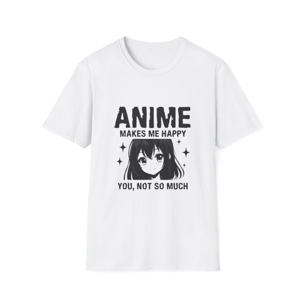 Anime Lovers Unisex Softstyle T-Shirt - Makes Me Happy, Gift for Fans, Casual Wear, Gift for Geeks, Otaku Apparel
