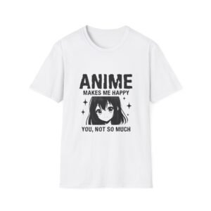 Anime Lovers Unisex Softstyle T-Shirt - Makes Me Happy, Gift for Fans, Casual Wear, Gift for Geeks, Otaku Apparel