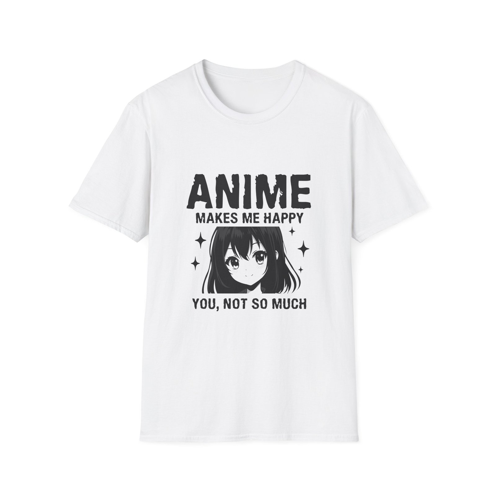 Anime Lovers Unisex Softstyle T-Shirt - Makes Me Happy, Gift for Fans, Casual Wear, Gift for Geeks, Otaku Apparel
