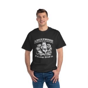 Adulthood is the Worst Hood Bear Couch Potato Beefy-T Cotton Tee